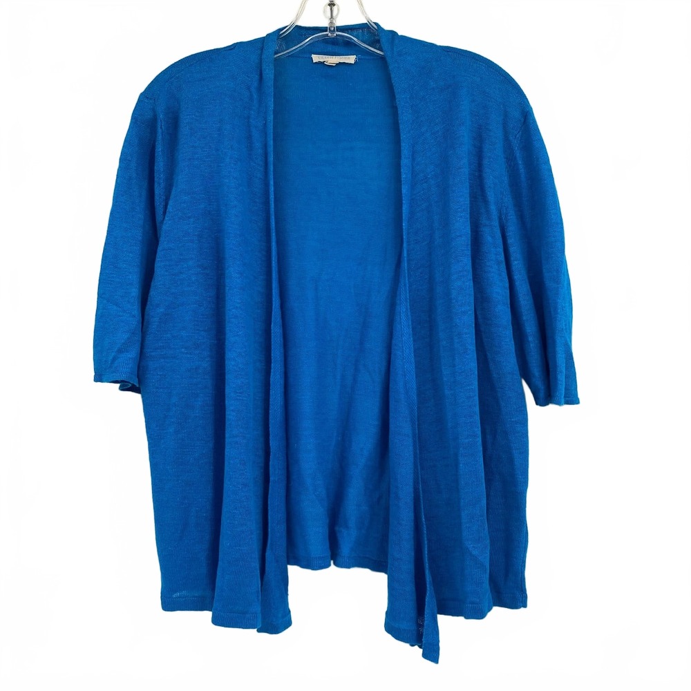 Eileen Fisher Cardigan | Short Sleeve Linen | M | Women's Blue
